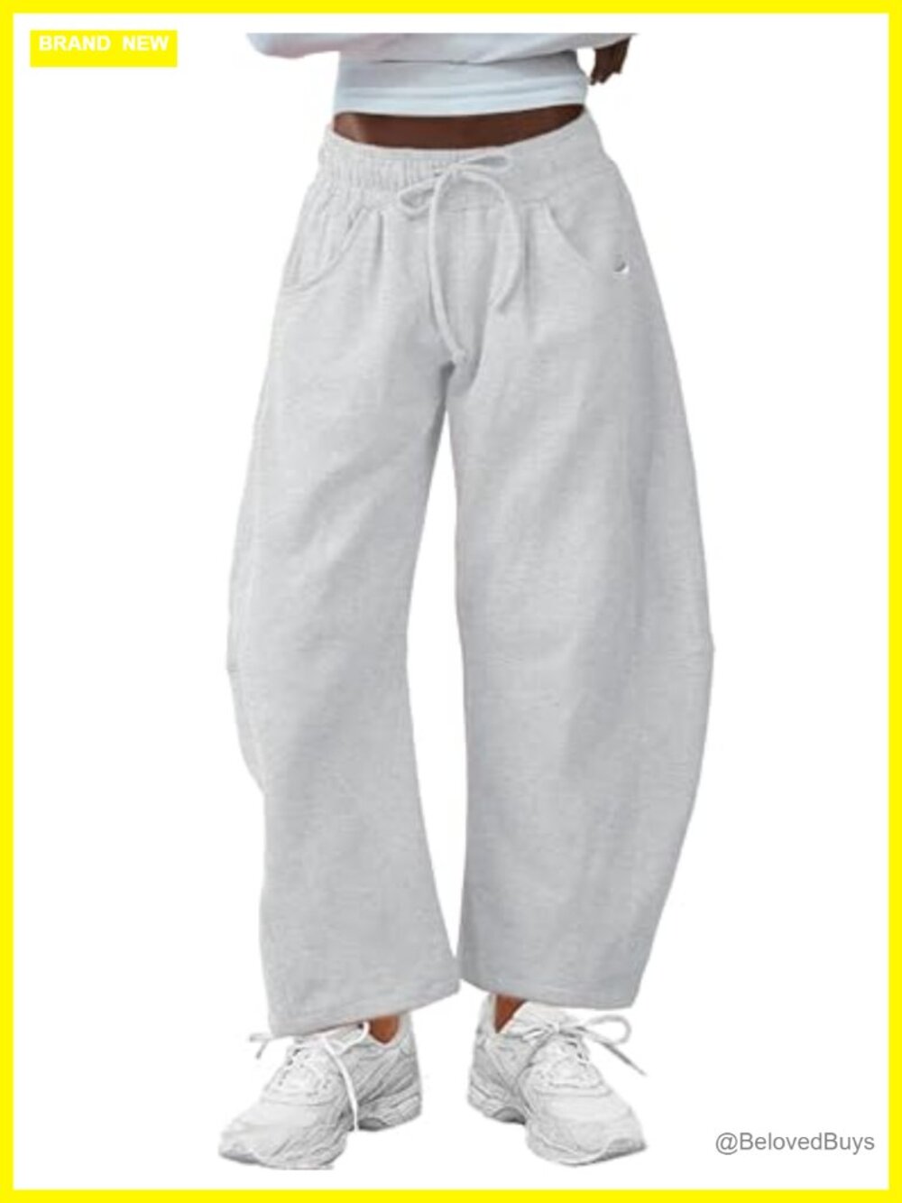 Women's Barrel Leg Sweatpants Drawstring Elastic Waist Pockets